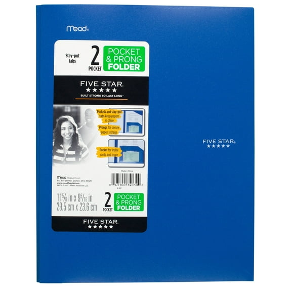 Five Star 2-Pocket Stay-Put Plastic Folder, Assorted Colors (72115)