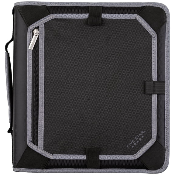 Five Star 2 Zipper Binder Plus Expansion Panel 580 Sheet Capacity BlackGray -