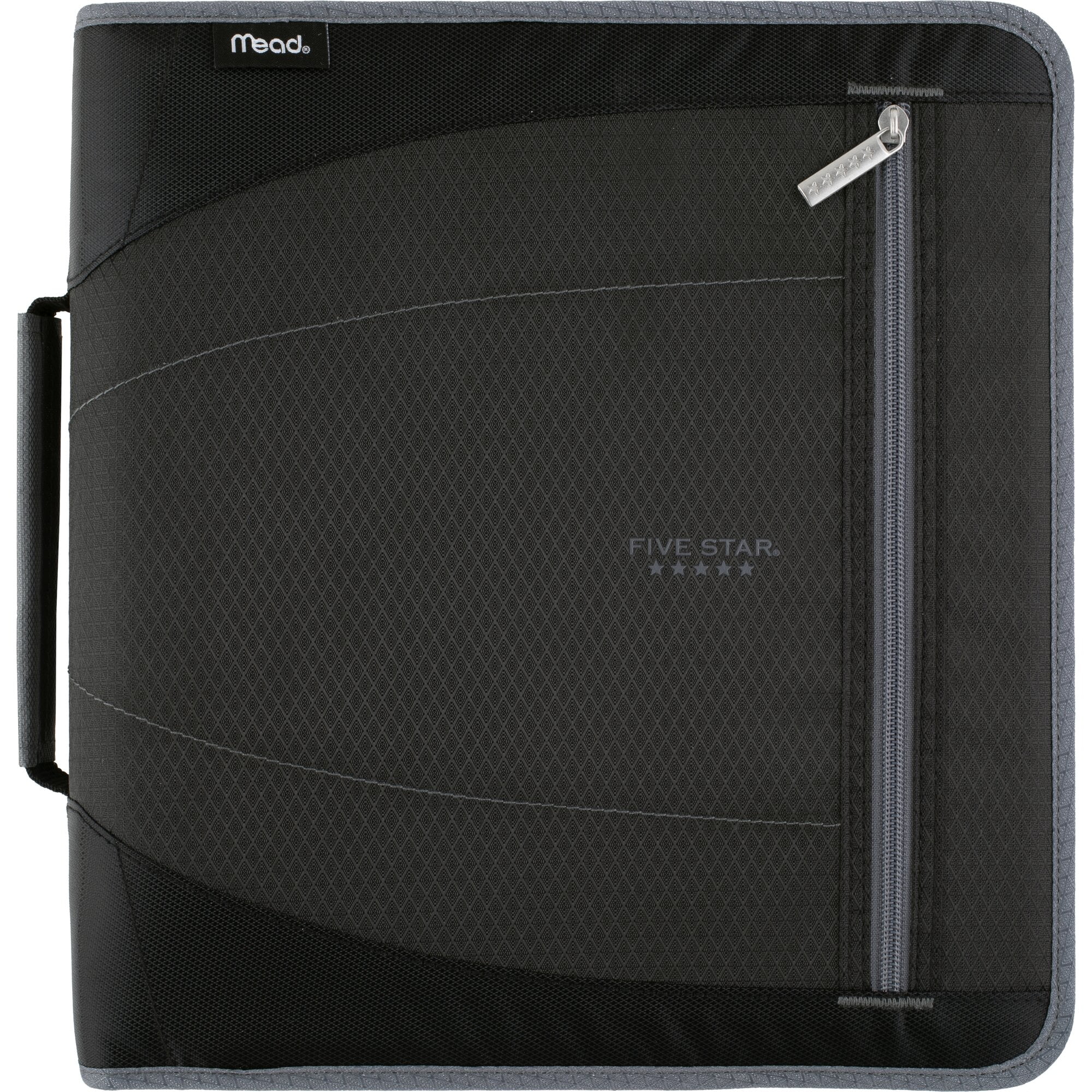 Five Star 2 Zipper Binder with File Folders- Black/Gray, Durable