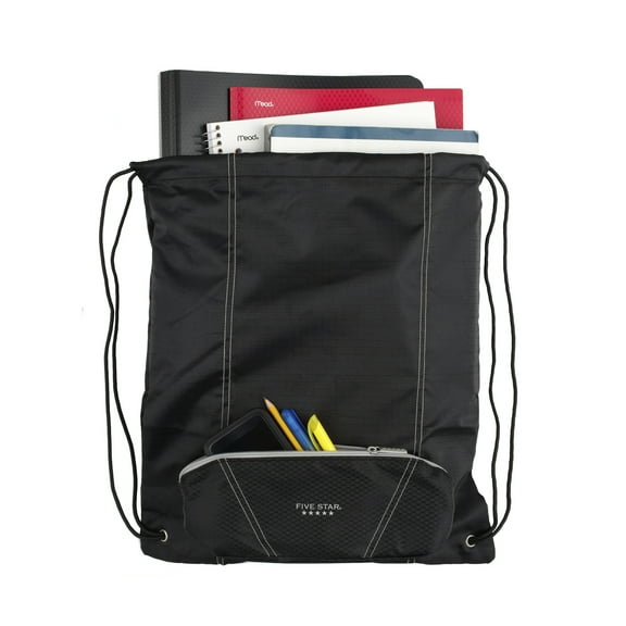 Five Star 2-in-1 Carry-All Pencil Pouch, Black/Gray (500008RC0-WMT)