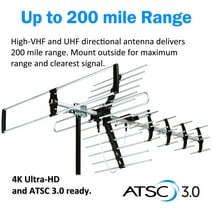 Five Star 2022 Outdoor HDTV Antenna - 200 mile Long Range - Attic/Roof Mount - 4K 1080P VHF UHF, Black & Silver