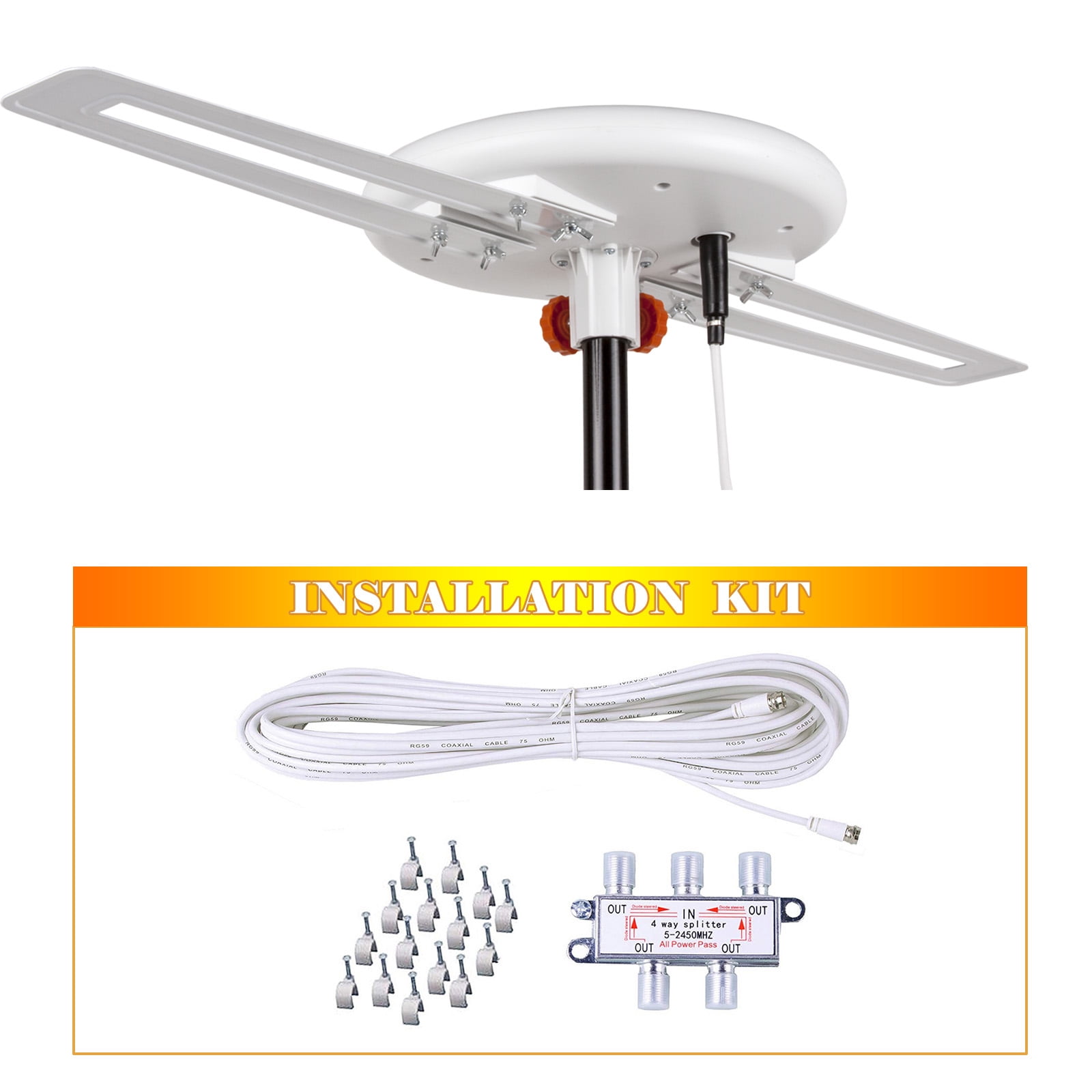 Five Star Antenna+Kit – HDTV-Antenne, 360° Drehbar, Mit Fernbedienung, Für DTV/VHF/UHF