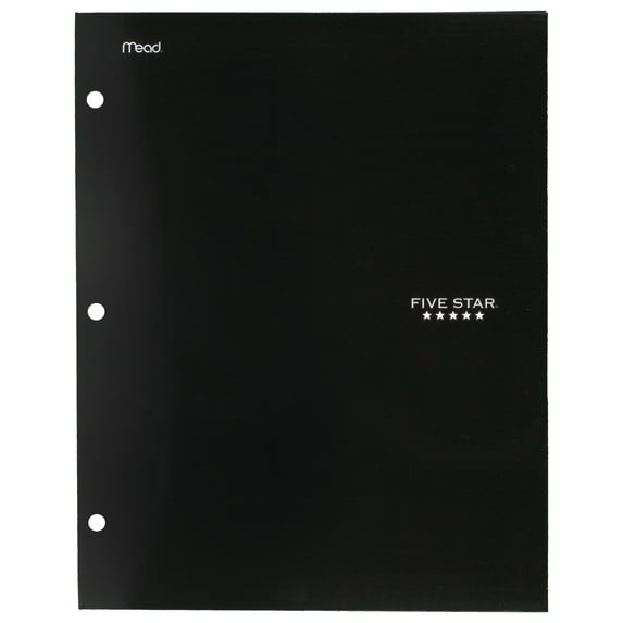 Five Star 4-Pocket Paper Folder, 12" x 9.5" , Black (33601)