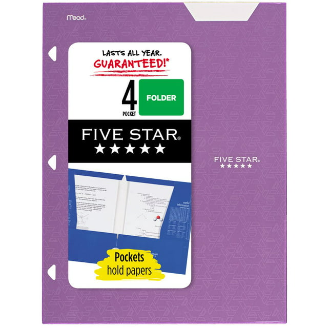 Five Star 4-Pocket Paper Folder, Amethyst Purple (331060G-WMT22)