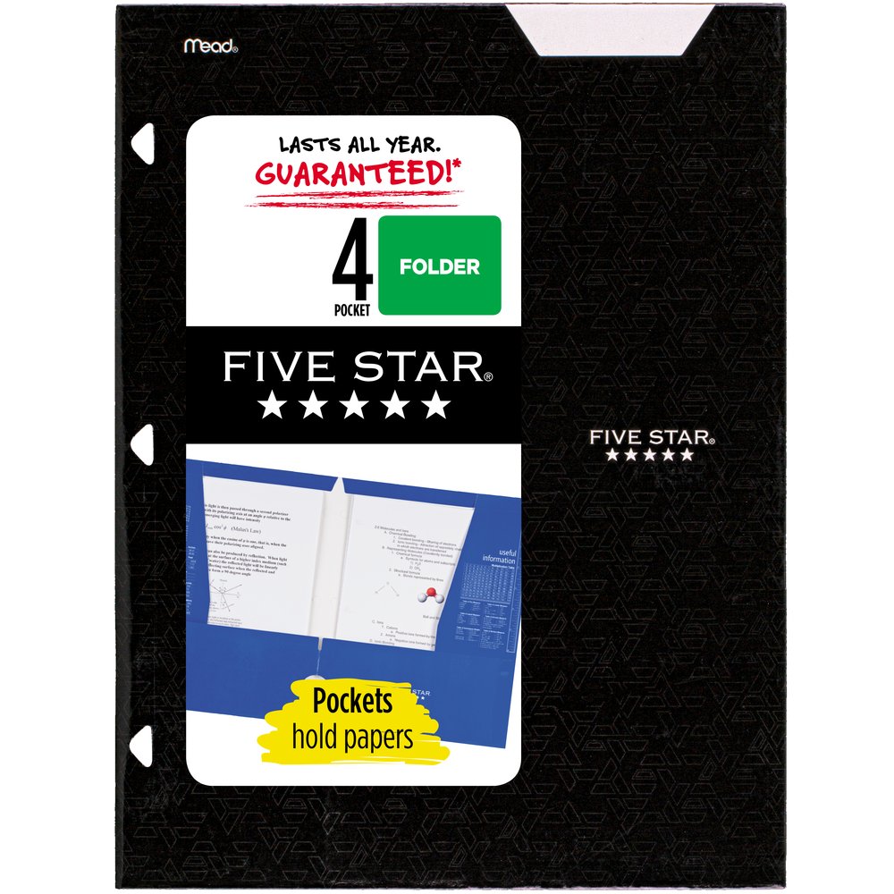 Five Star 4-Pocket Paper Folder, Black (331060C-WMT22) - image 1 of 7
