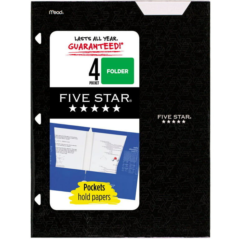 Five Star 4-Pocket Paper Folder, Black (331060c-wmt22)