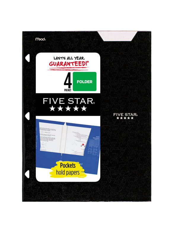 Five Star 4-Pocket Paper Folder, Black (331060C-WMT22)