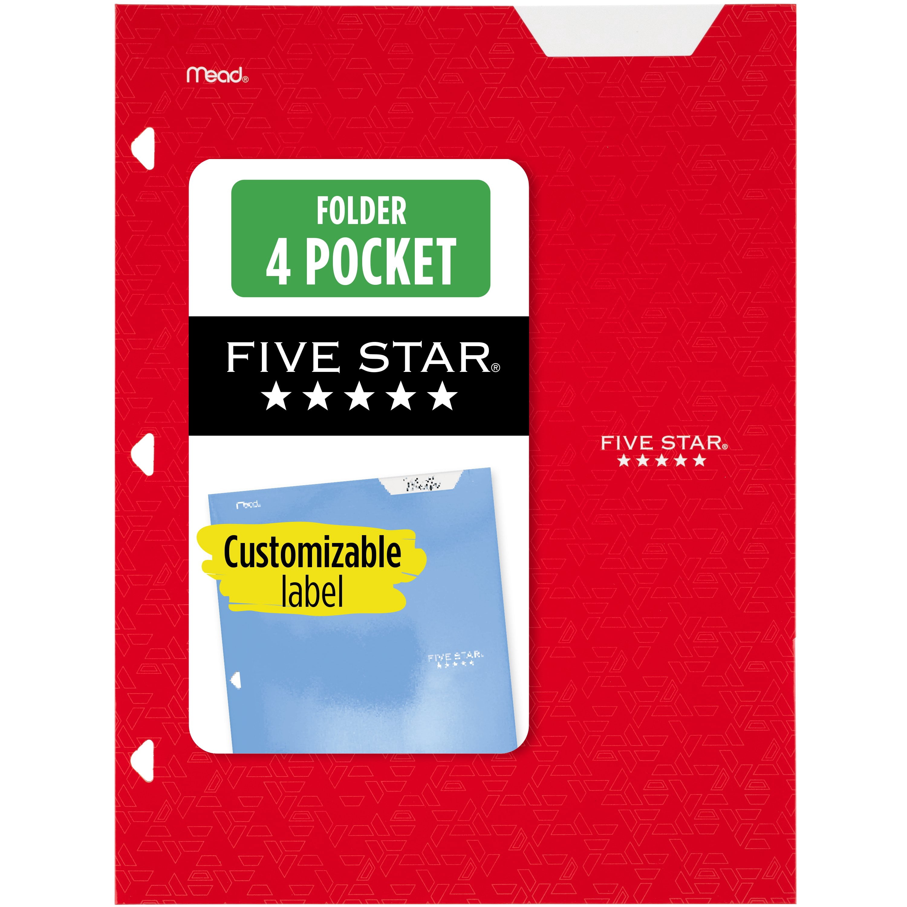 Five Star 4-Pocket Paper Folder, Fire Red (331060B-WMT22)