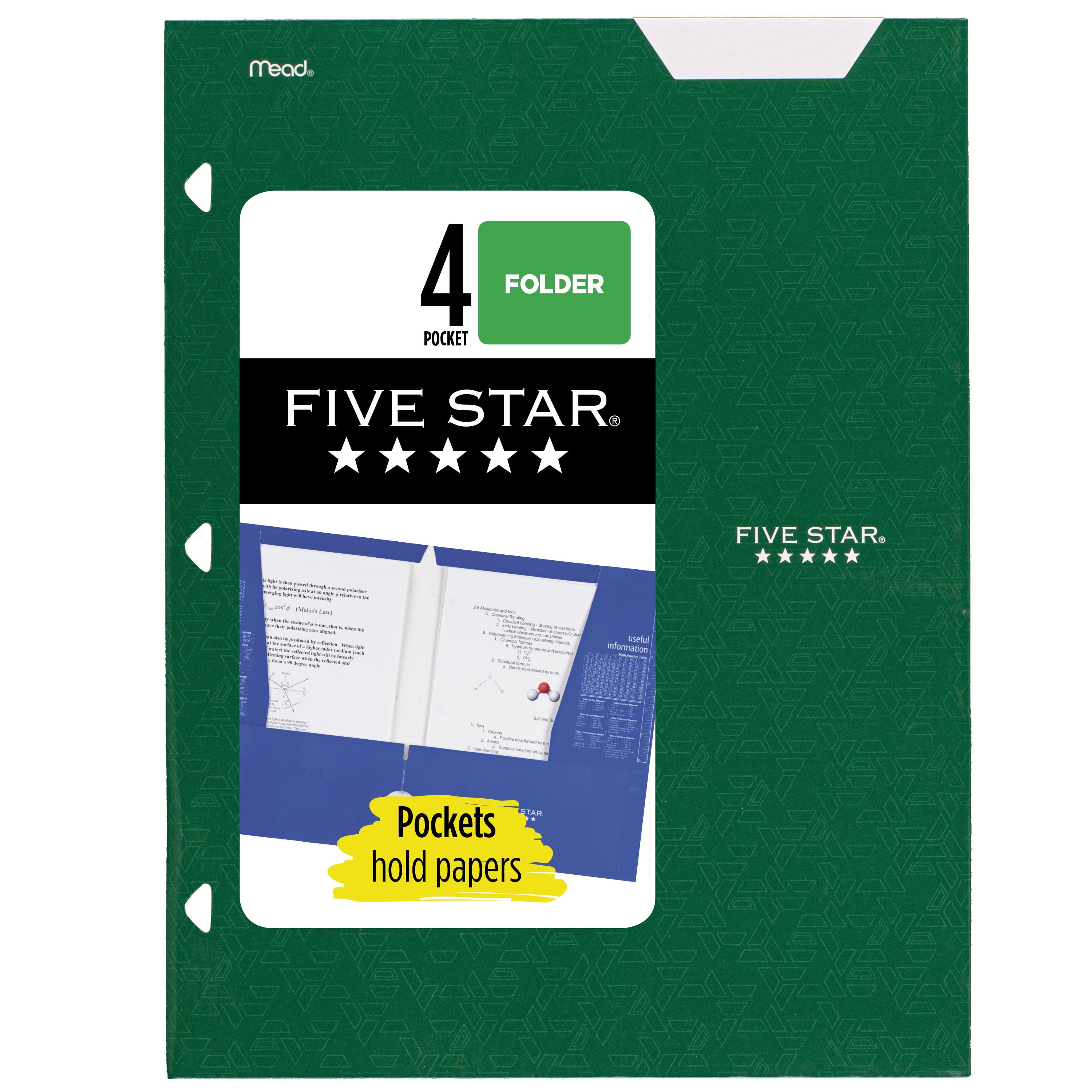 Five Star 4-Pocket Paper Folder, Pacific Blue (331060A-WMT22 Five Star 4-Pocket Paper Folder, Pacific Blue (331060A-WMT22