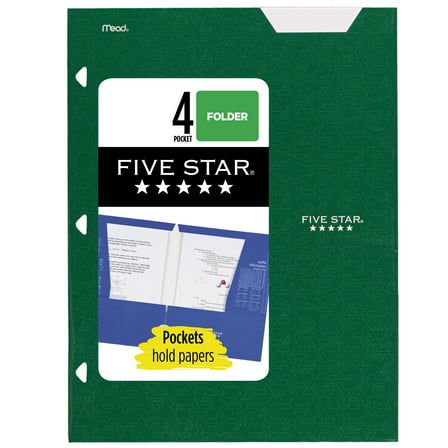 Five Star 4-Pocket Paper Folder, Forest Green (331060D-WMT22)