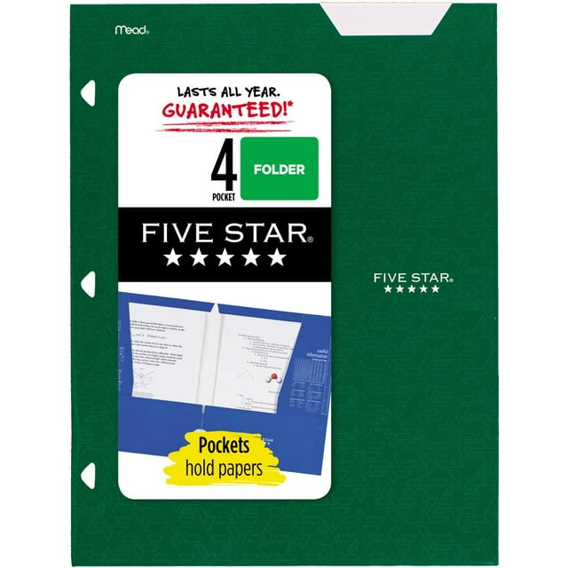 Five Star 4-Pocket Paper Folder, Forest Green (331060D-WMT22)