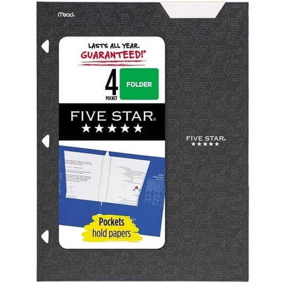 Five Star 4 Pocket Paper Folder Gray