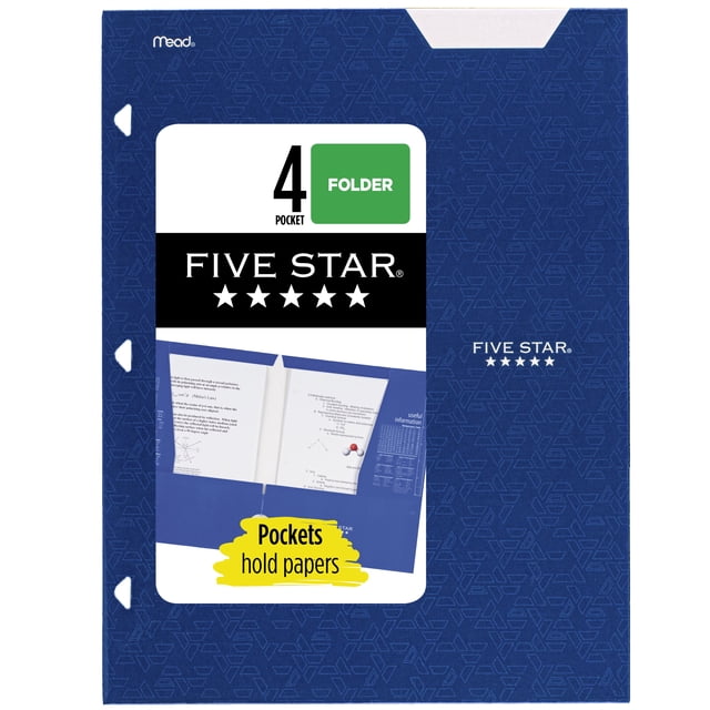 Five Star 4-Pocket Paper Folder, Pacific Blue (331060A-WMT22)