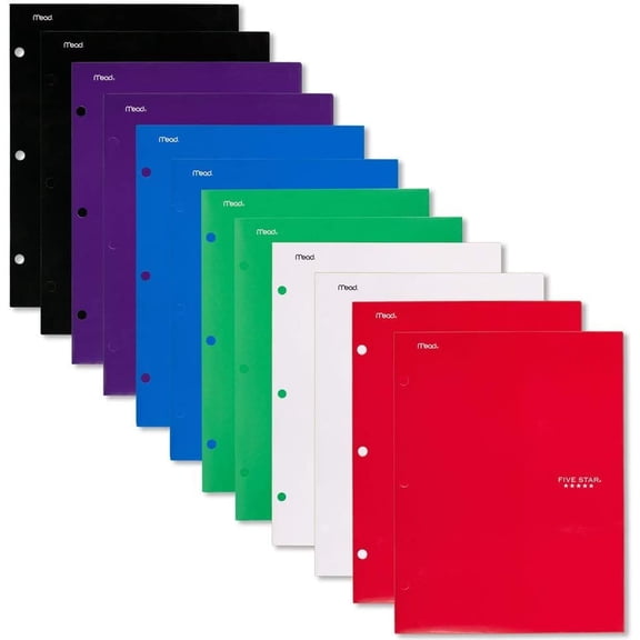 Five Star 4 Pocket Paper Folders, Assorted Colors, 12 Pack (52150)