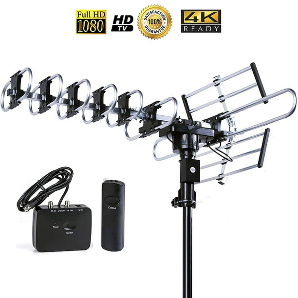 Five Star 4K HDTV Antenna with Dual Output, 360° Rotation, Long Range