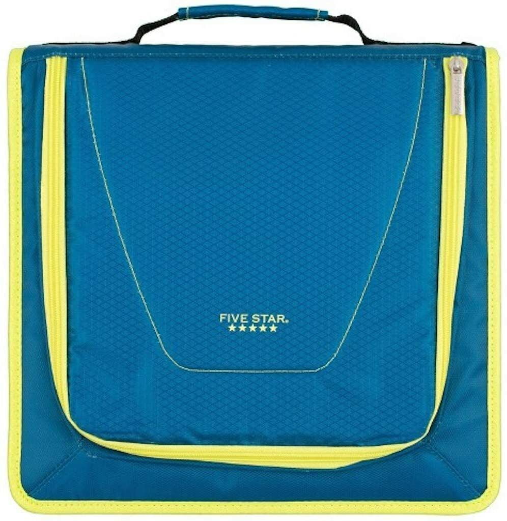 Five Star 530 Sheet 2" Ring Zipper Binder, Teal Blue
