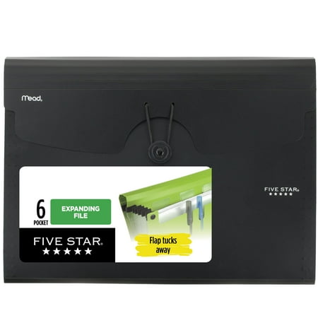 Five Star 6-Pocket Expanding File 12 12 x 9 14 Black - Expanding Files