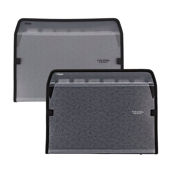 Five Star 7-Pocket & 13-Pocket Expanding File Bundle, Tabs, Black/Gray (350018-WMT)