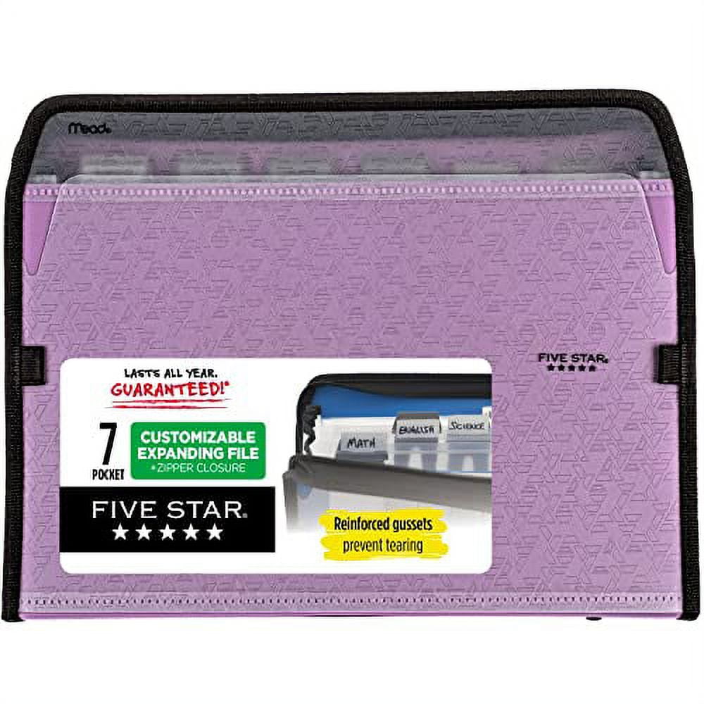 Five Star 7Pocket Expanding File Organizer, Plastic Expandable File