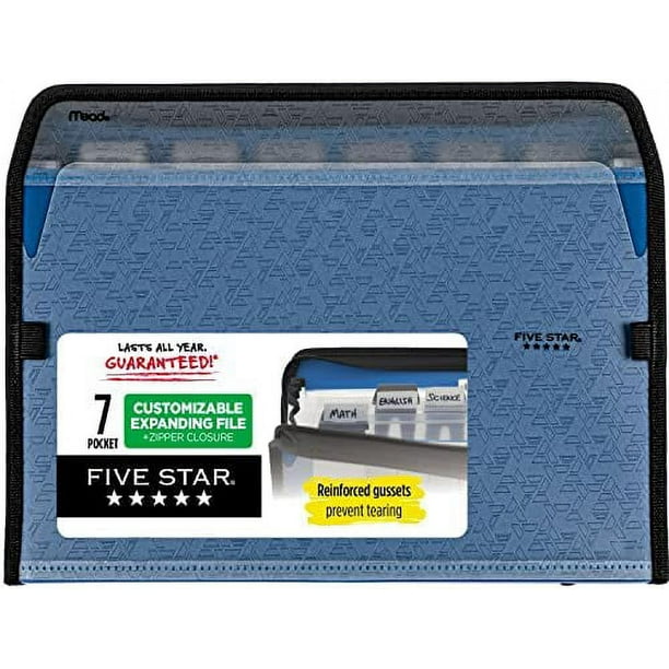 Five Star 7Pocket Expanding File Organizer, Plastic Expandable File