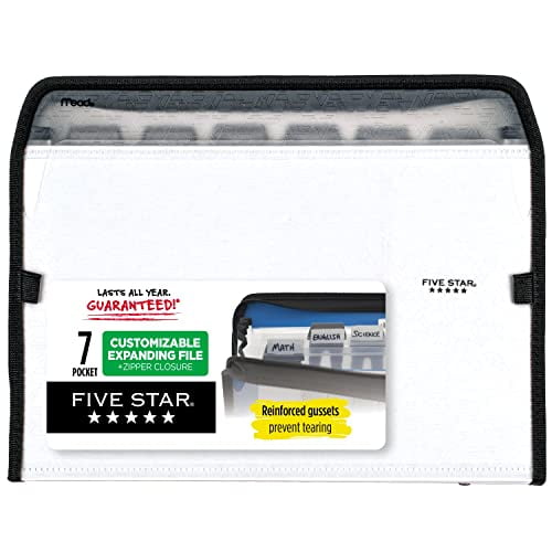 Five Star 7 Pocket Expanding File Organizer, Plastic Expandable File