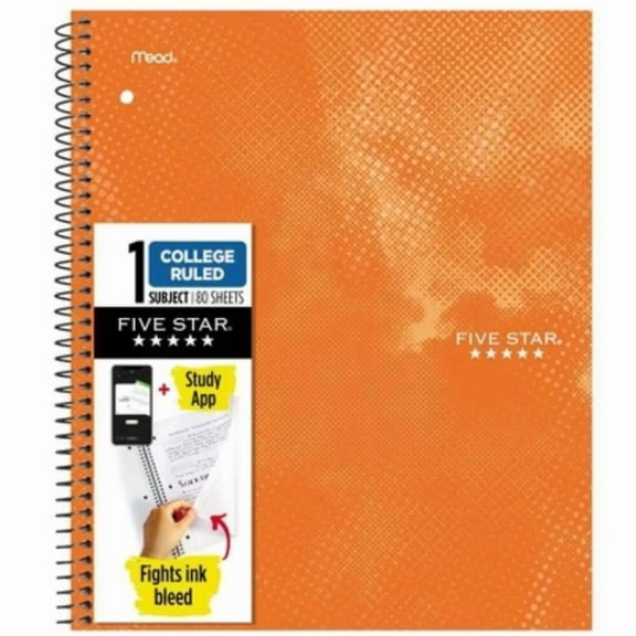 Five Star Active Subject Notebook 80ct Orange