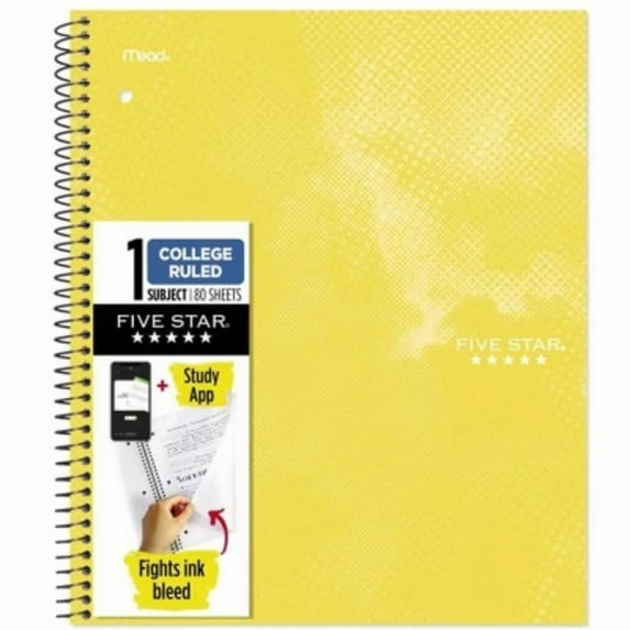 Five Star Active Subject Notebook 80ct Yellow