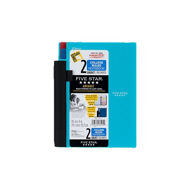 Five Star Advance 2 Subject Notebook, Teal