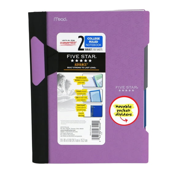 Five Star Advance Small 2-Subject Spiral Guard Notebook [College Ruled]: 6 in. x 9-1/2 in. (Amethyst)