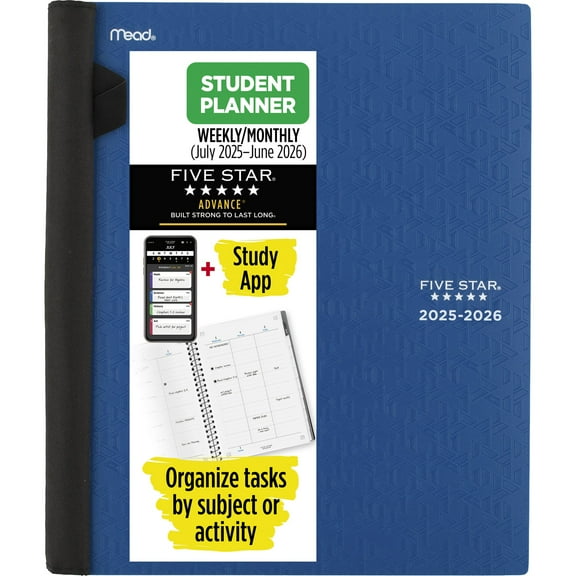 Five Star Advance Academic 2025-2026 Weekly Monthly Student Planner Plus Study