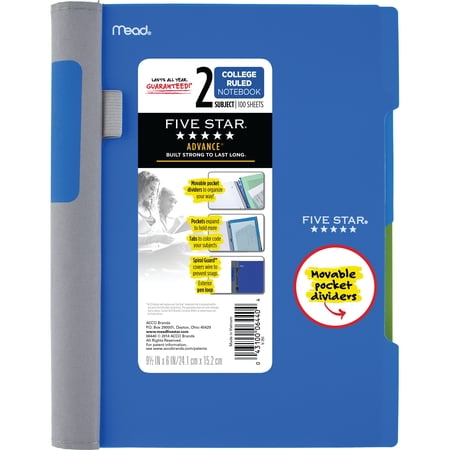 Five Star Advance Notebook, 2 Subject, College Ruled (73162)