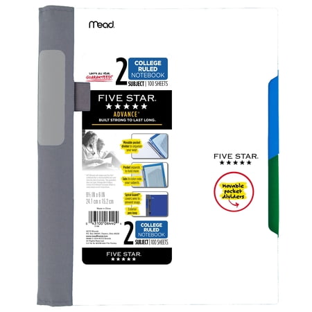 Five Star Advance Notebook, 2 Subject, College Ruled, White (73166)