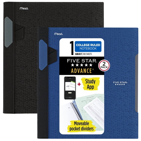 Five Star Advance Spiral Notebook + Study App, 1 Subject, College Ruled, 8.5" x 11"