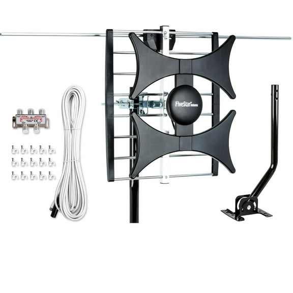 Five Star Black Multi-Directional HDTV Antenna - 150 mile Range, UHF/VHF, 4K Ready