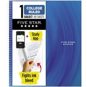 Five Star Blue Strokes Notebook Plus Study App, 1 Subject, College Ruled, 8.5" x 11"