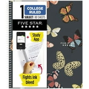 Five Star Butterflies Notebook Plus Study App, 1 Subject, College Ruled, 8.5" x 11"
