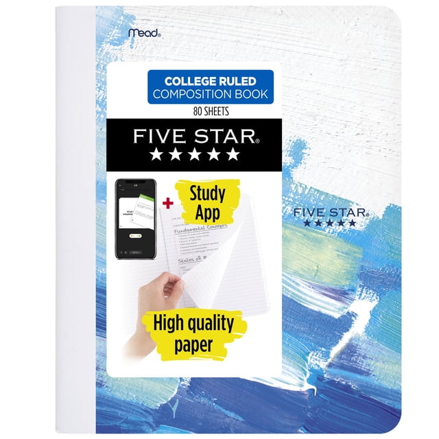 Five Star Canvas Composition Book Plus Study App, College Ruled, 80 ...