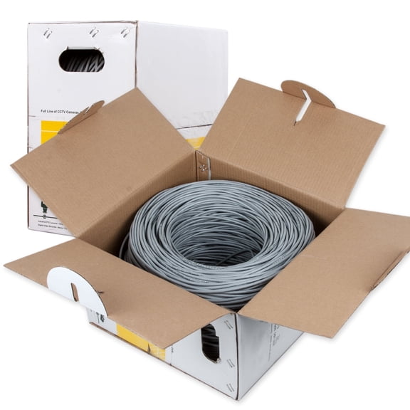 Five Star Cat5e 1000 ft CMR 24AWG Solid Bare Copper Ethernet Cables- Grey