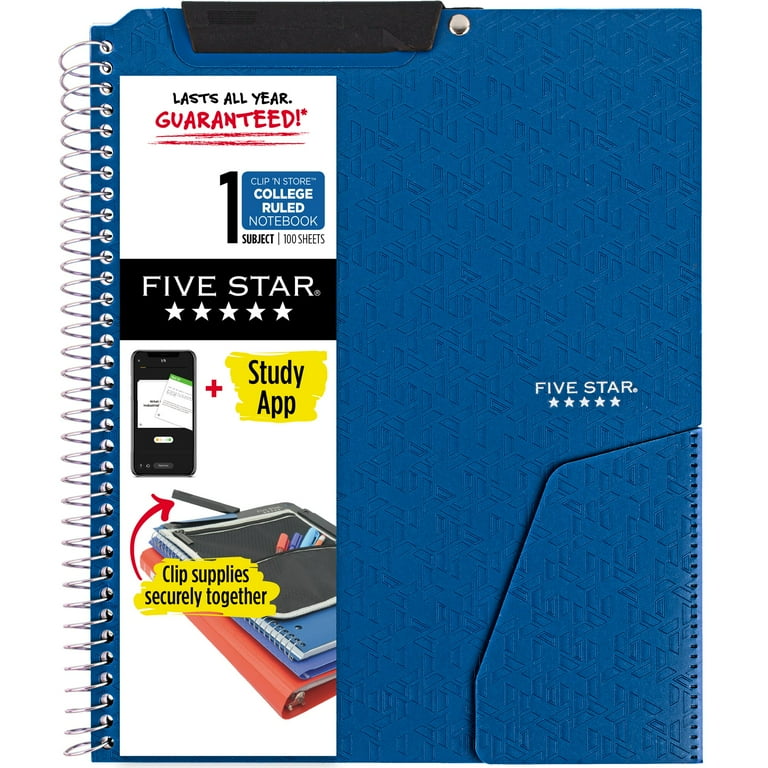 Five Star® Clip 'N Store Wire-Bound Notebook, 8-1/2 Five Star® Clip 'N Store Wire-Bound Notebook, 8-1/2