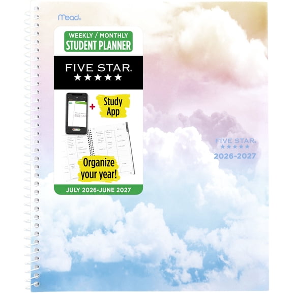 Five Star Cloud Nine Academic 2026-2027 Weekly Monthly Student Planner Plus