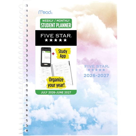 Five Star Cloud Nine Academic 2026-2027 Weekly Monthly Student Planner Plus