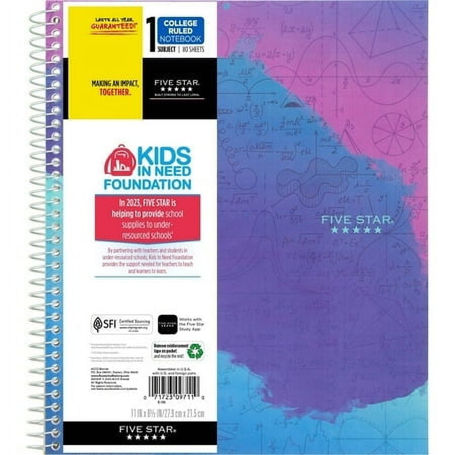 Five Star College Ruled Notebook, 80 Pages
