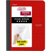 Five Star Composition Book, Wide Ruled, 100 Sheets, Fire Red (950000H-WMT)