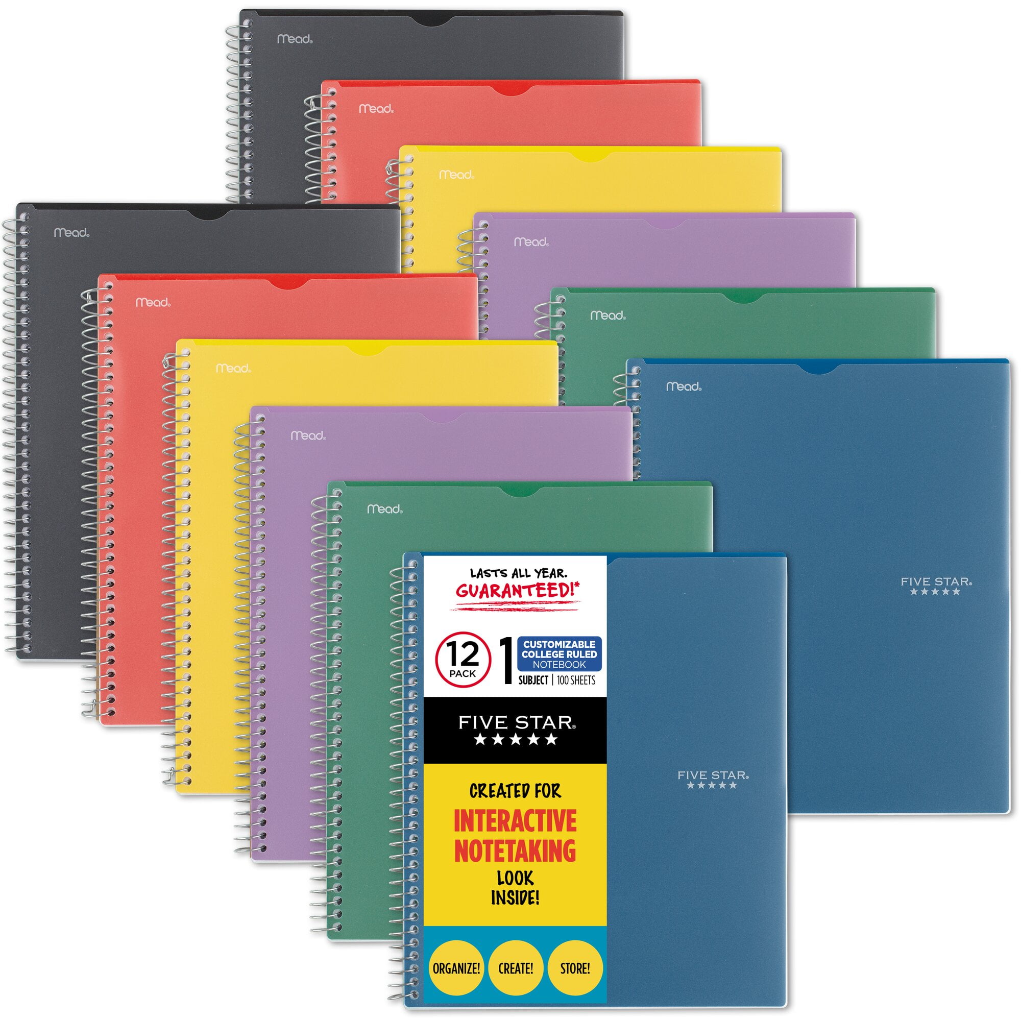 Five Star Customizable Interactive Notebook 1 Subject College Ruled 12 Pack -