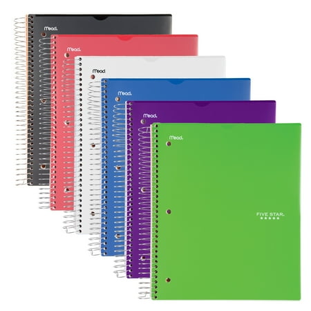 Five Star Customizable Notebook, 5 Subject, College Ruled, Assorted (08689)