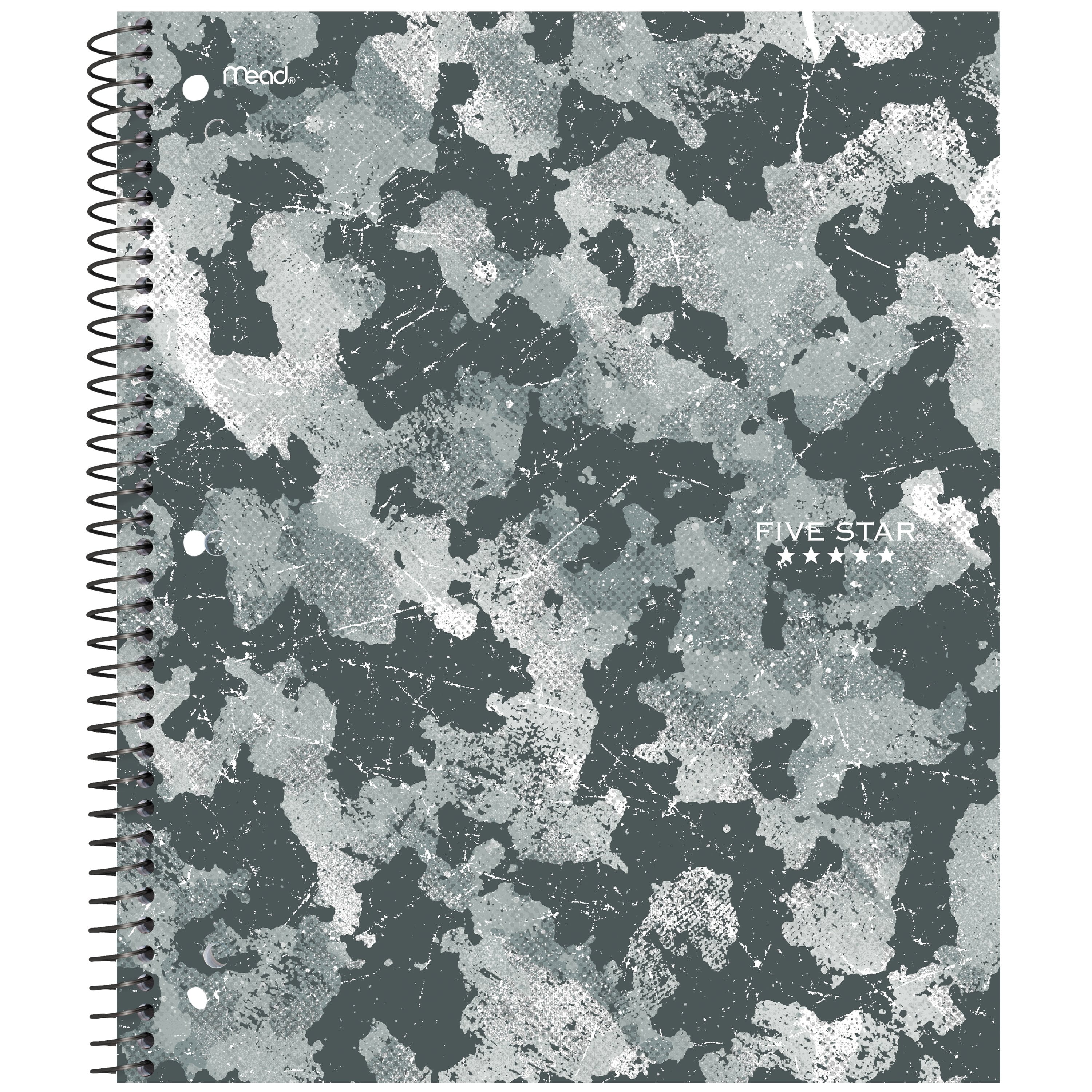 Five Star Street Hype 1 Subject College Ruled Notebook Plus Study App, 8.5" x 11", City Camo, Poly, Spiral, 80 Sheets