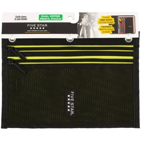 Five Star Dual-Zipper Active Pencil Pouch - Black