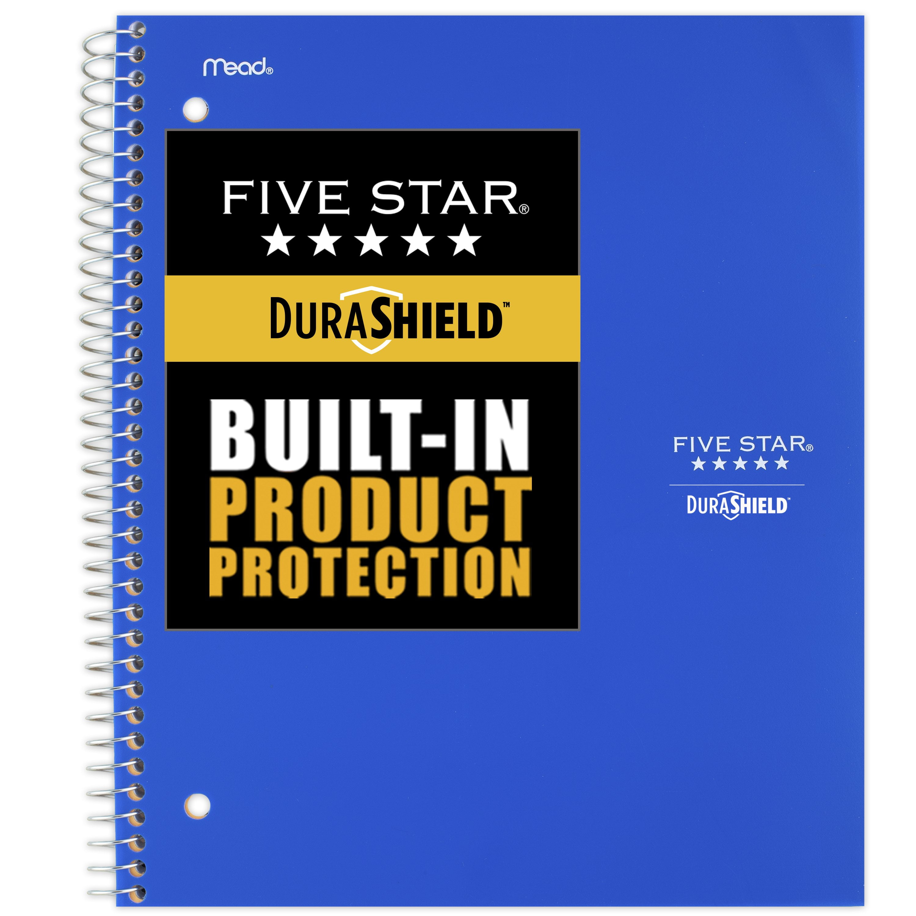Five Star DuraShield Antimicrobial Notebook, Wide Ruled, 10 1/2" x 8