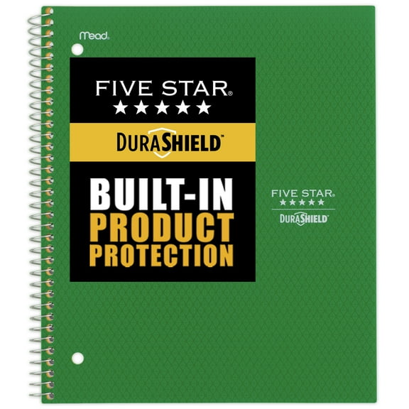 Five Star DuraShield Spiral Notebook, 1 Subject, College Ruled, Forest