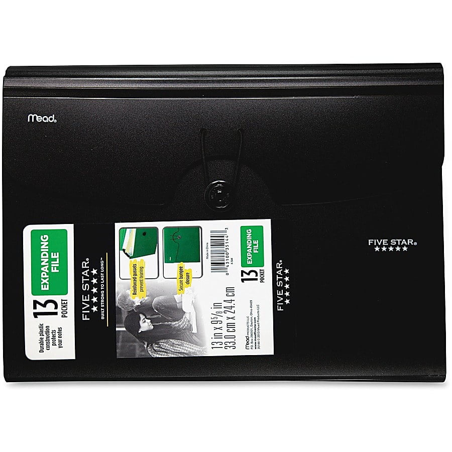 Five Star Expanding File Folder, 13pocket Expandable Black (38144